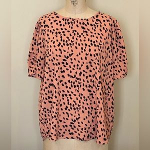 Papermoon Claudia Ruched Sleeve Blouse Coral XXL